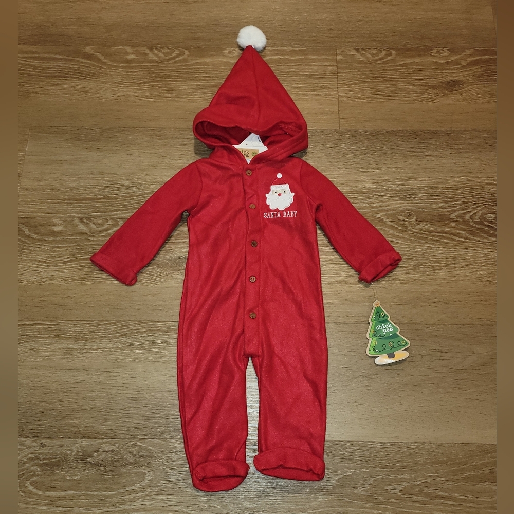 Chick Pea Santa Baby Red Hooded Christmas Unisex One Piece 3-6 Months New